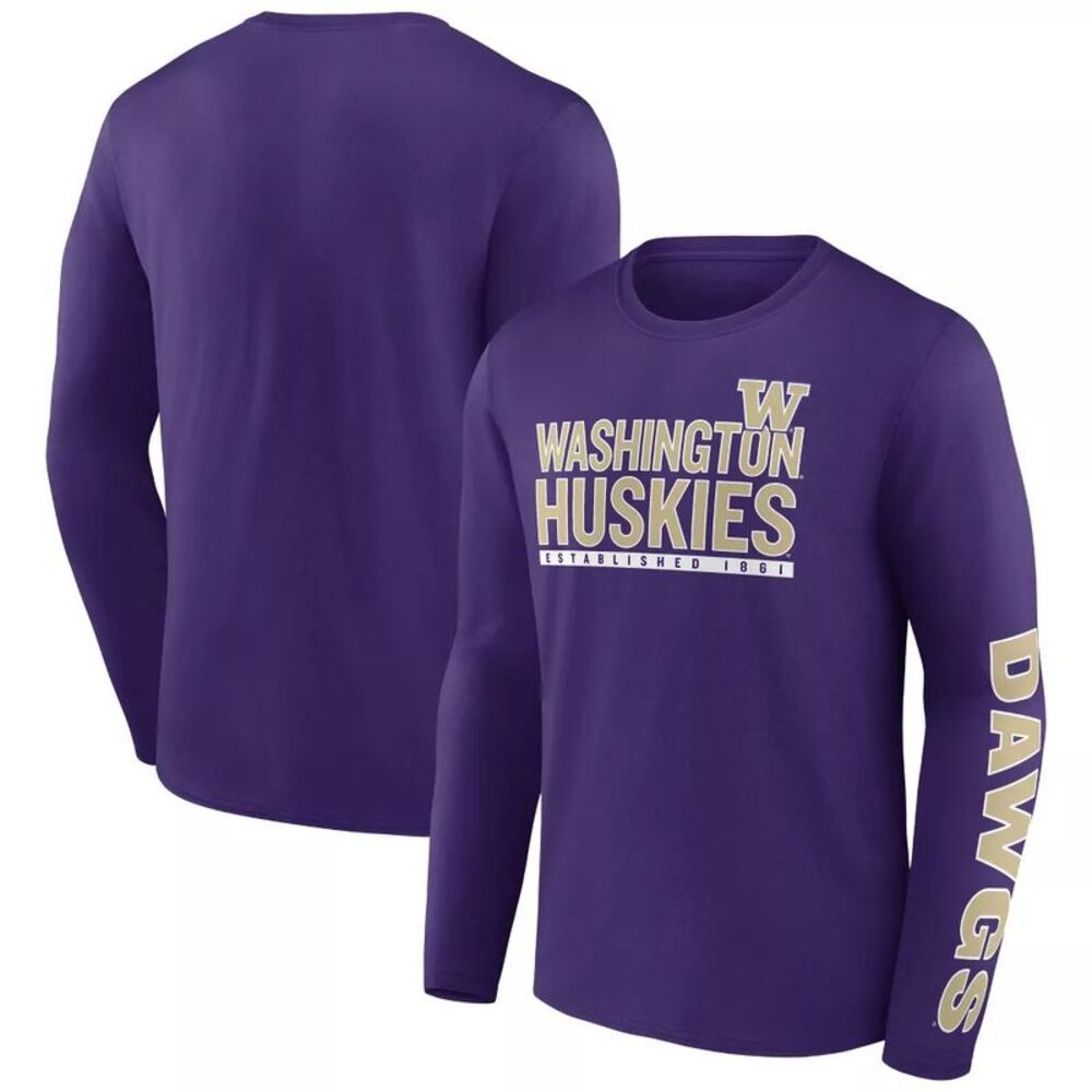 NCAA Washington Huskies Men's Chase Long Sleeve T-Shirt in Purple, Small